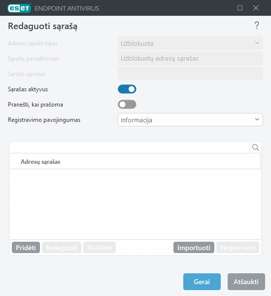 URL adresų sąrašo tvarkymas