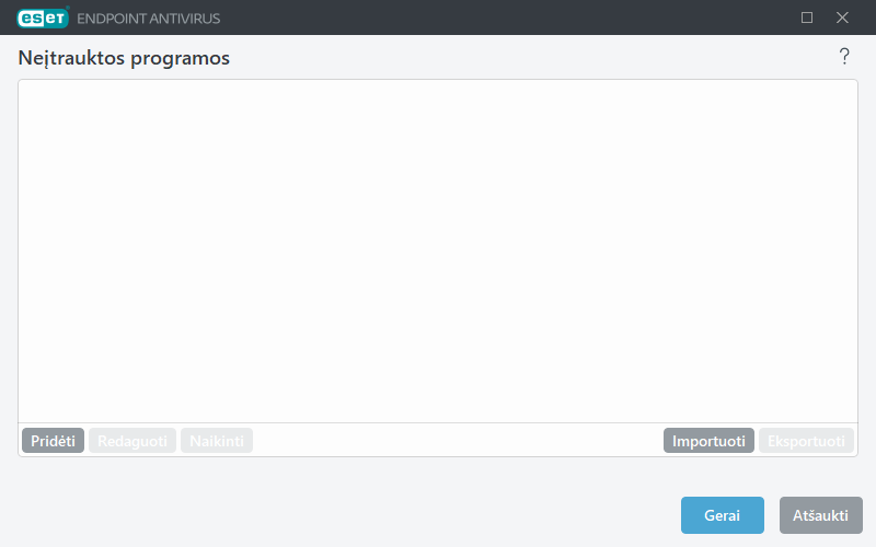 Neįtrauktos programos