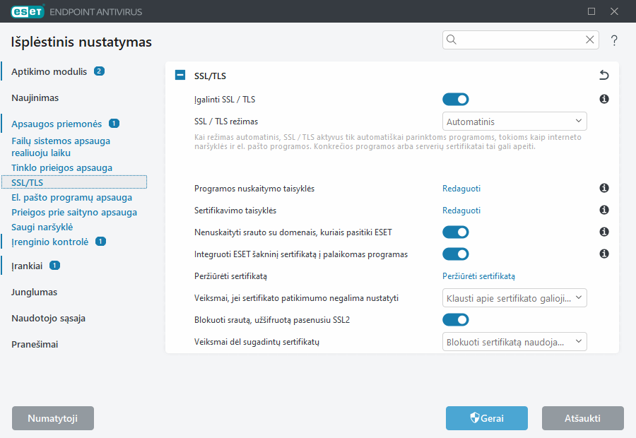SSL / TLS išplėstinis nustatymas