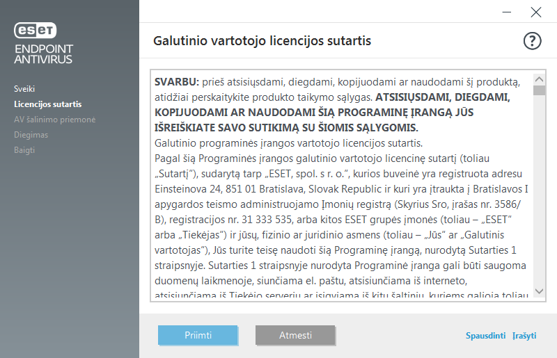 Galutinio Naudotojo licencijos sutartis