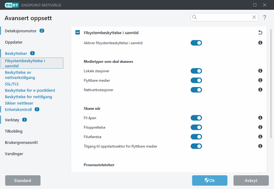 Avansert oppsett