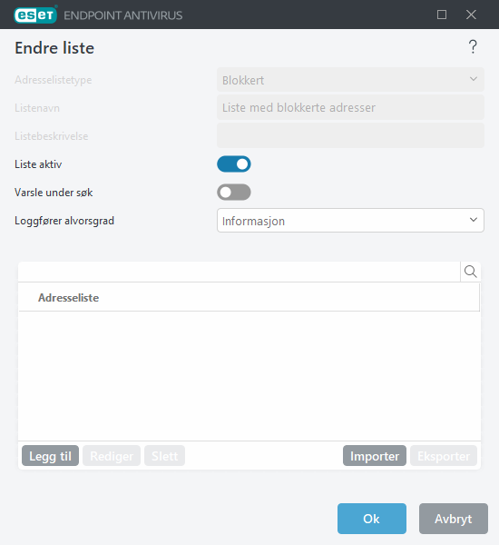 Administrasjon av URL-liste