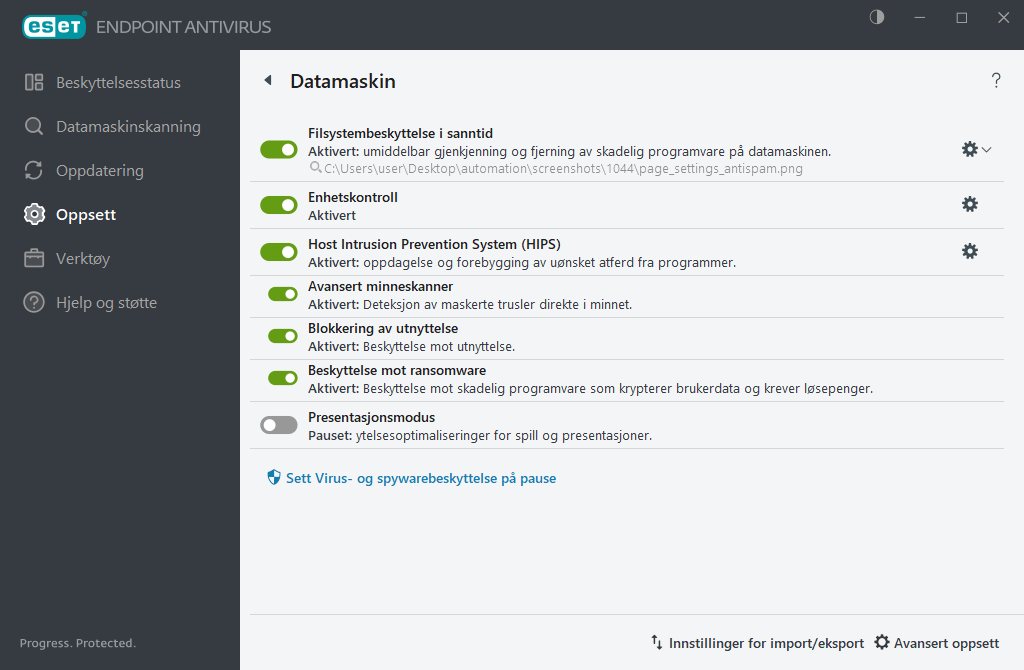 Oppsett for datamaskin