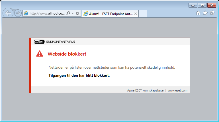 Nettside blokkert