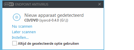 Melding over een nieuw gedetecteerd apparaat