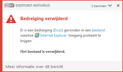 Meldingsvenster - Bedreiging verwijderd