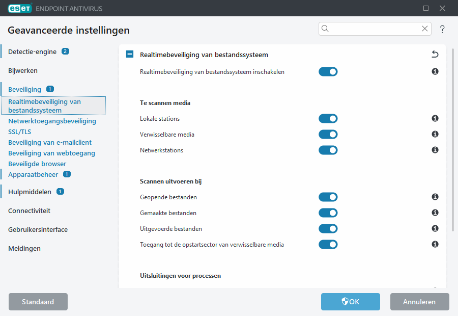 Geavanceerde instellingen