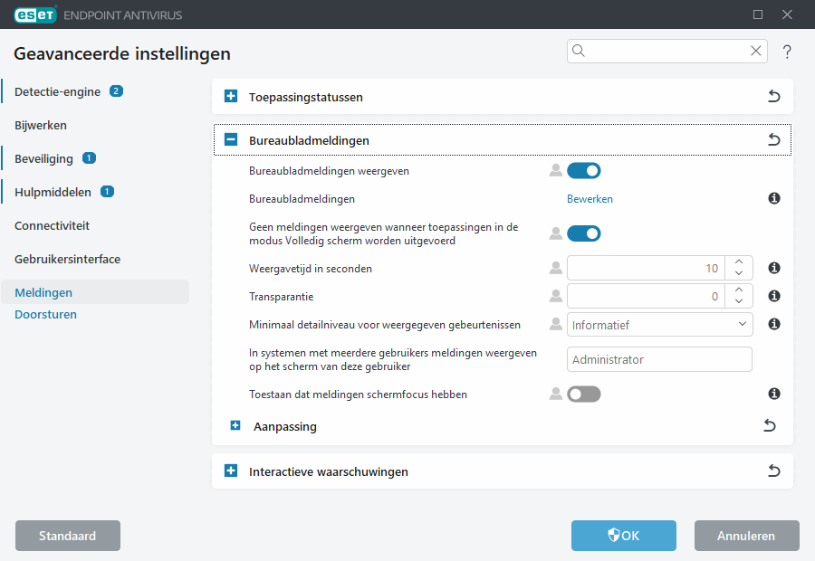 Geavanceerde instellingen voor bureaubladmeldingen