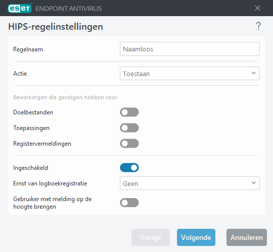HIPS-regelinstellingen
