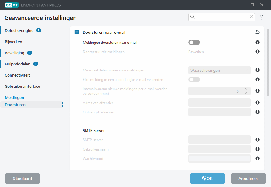 Geavanceerde instellingen voor doorsturen