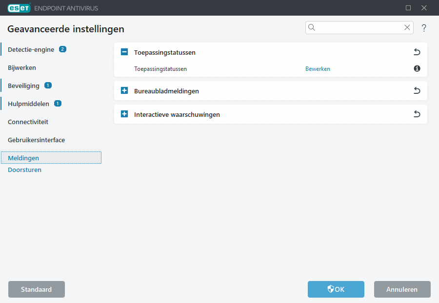 Geavanceerde instellingen voor meldingen