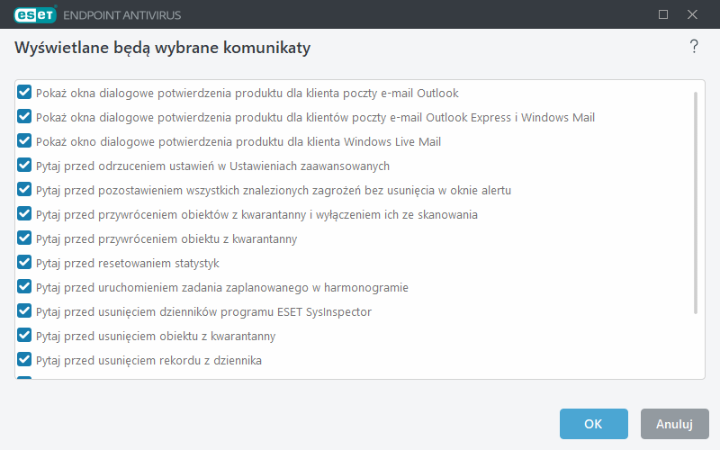 Komunikaty wymagające potwierdzeń