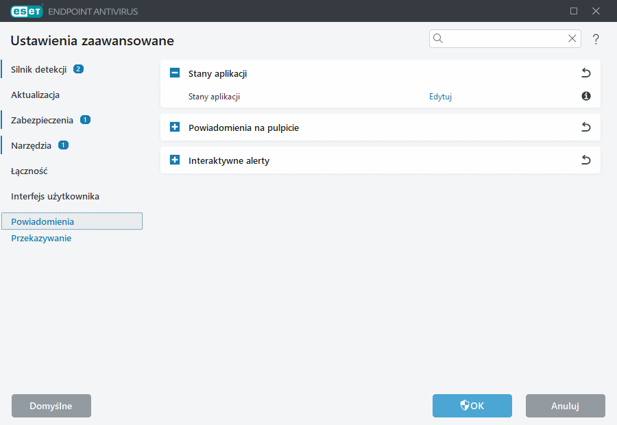 Ustawienia zaawansowane powiadomień