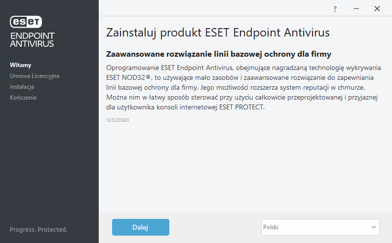 Powitanie dotyczące instalacji
