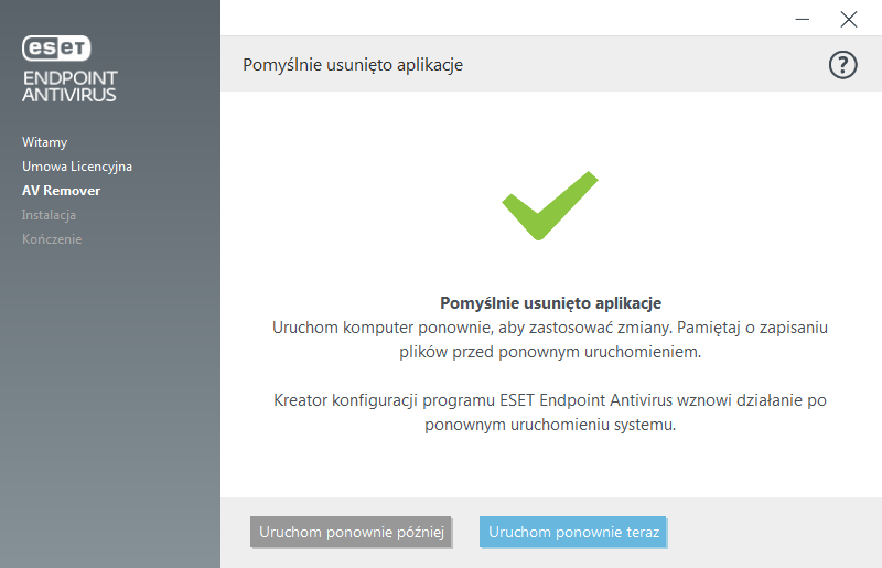 Uruchom ponownie i kontynuuj instalację