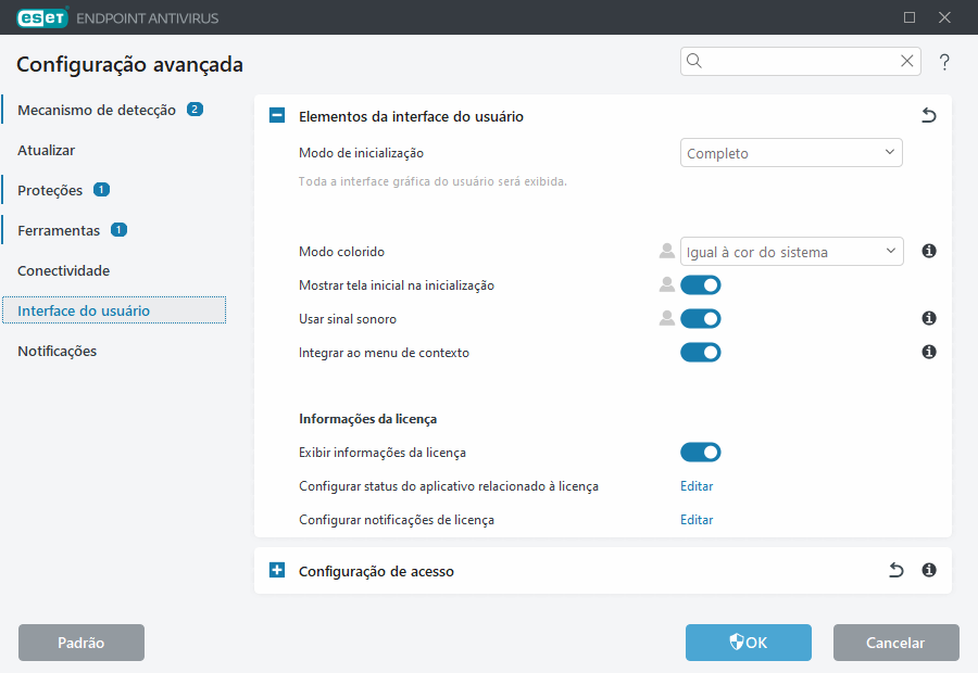 Configuração avançada de elementos da interface do usuário