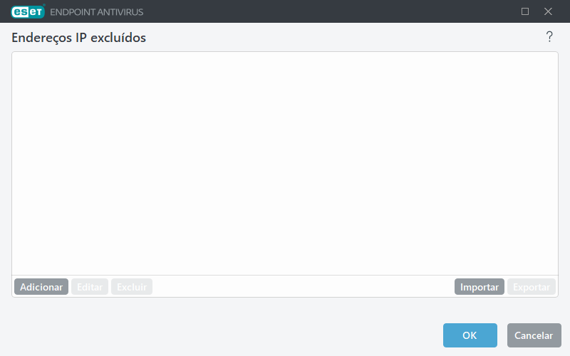 Endereços IP excluídos