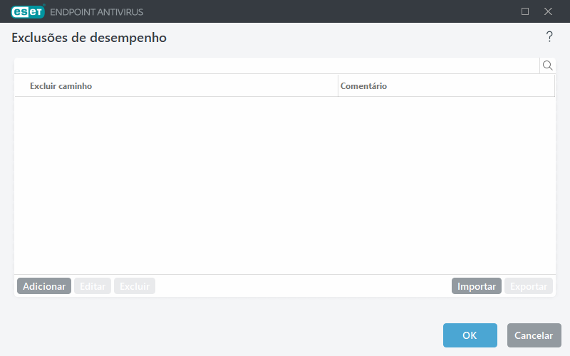 Exclusões de desempenho