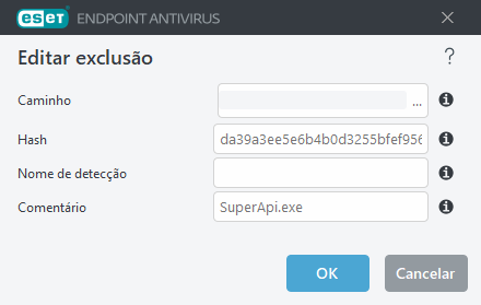 Editar hash de exclusão