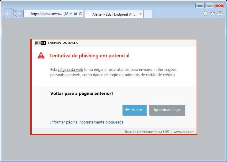 Tentativa de phishing em potencial