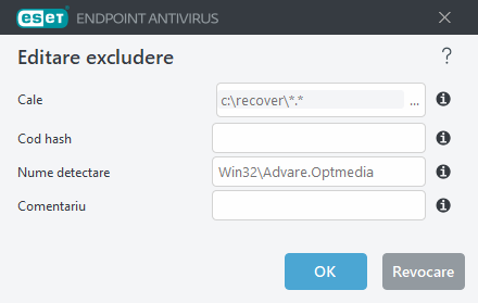 Editare amenințare excludere