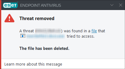Notificare ransomware eliminat