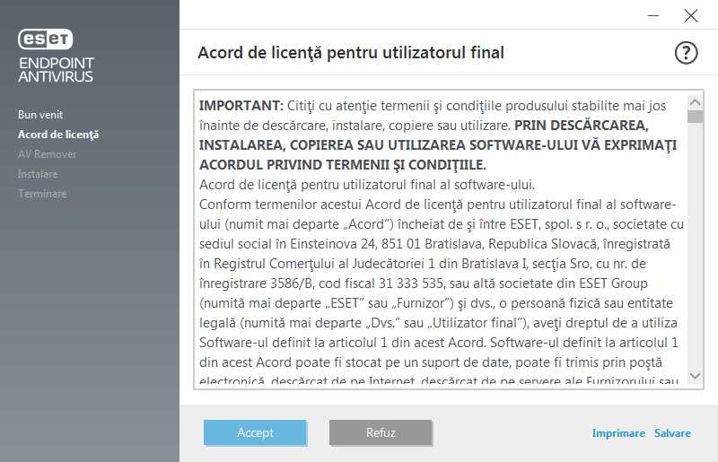 Acord de licență pentru utilizatorul final