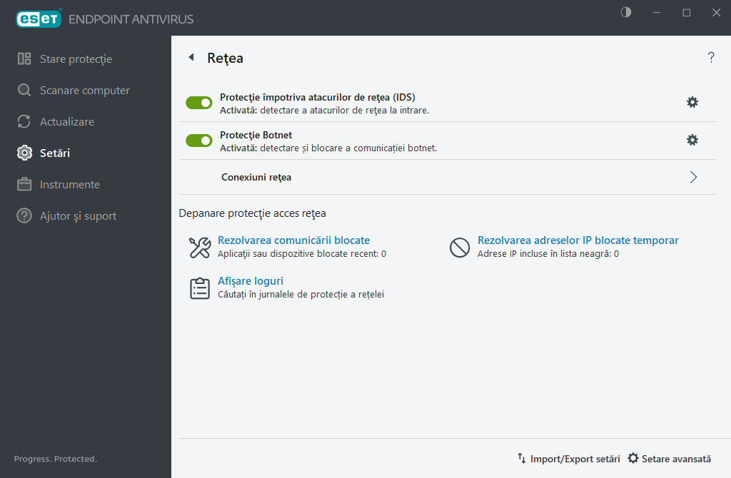 Configurarea rețelei