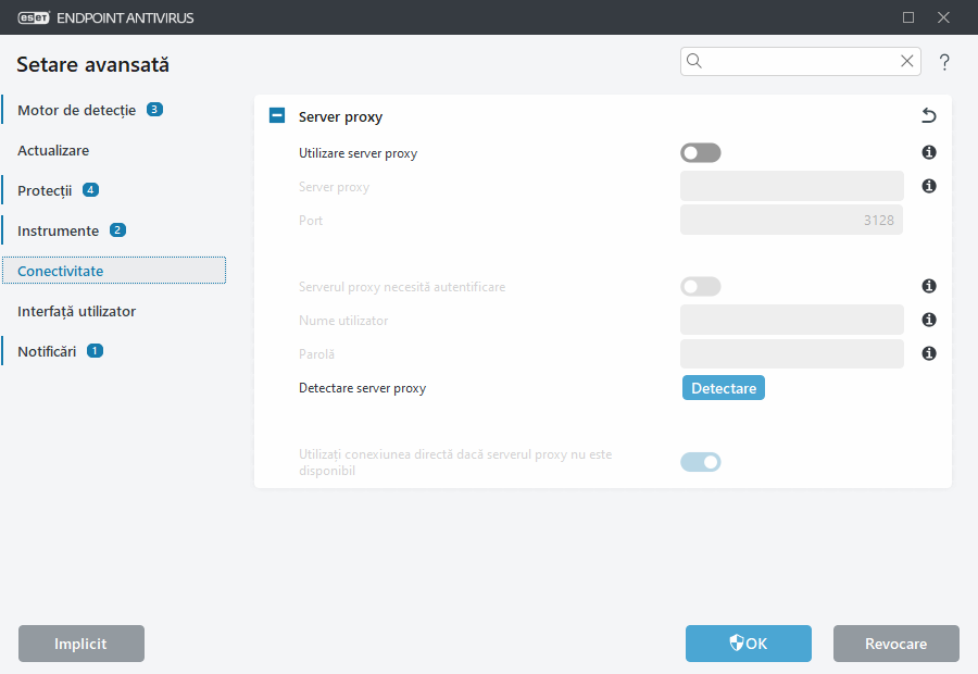 Setare avansată server proxy