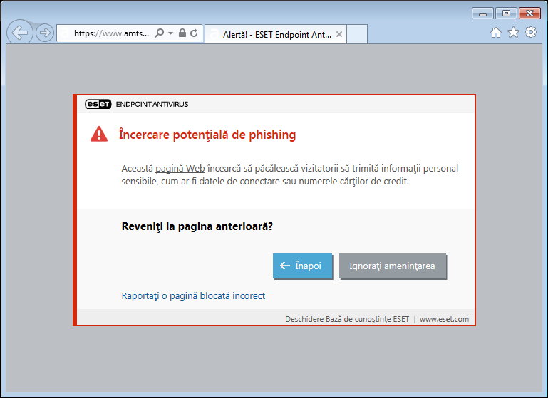 Încercare potențială de phishing