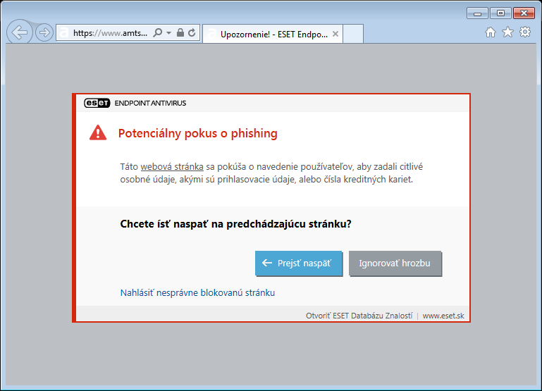 Potenciálny pokus o phishing