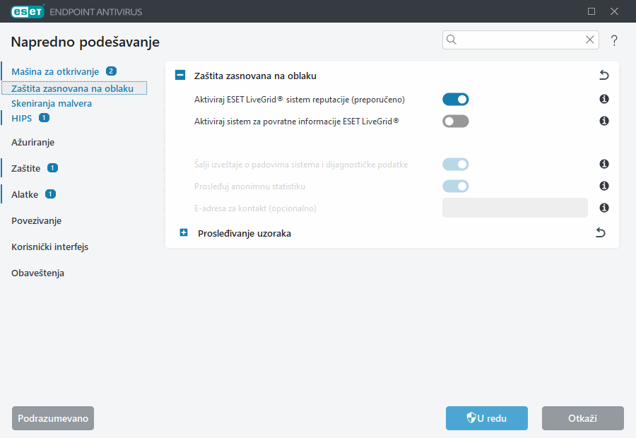 Napredno podešavanje za ESET LiveGrid®