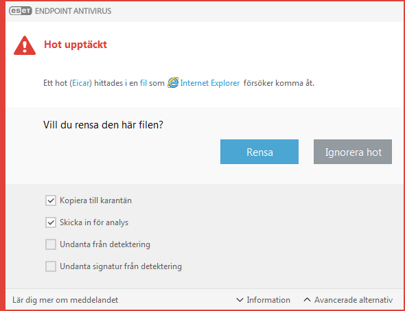 Varningsfönster – Hot hittat
