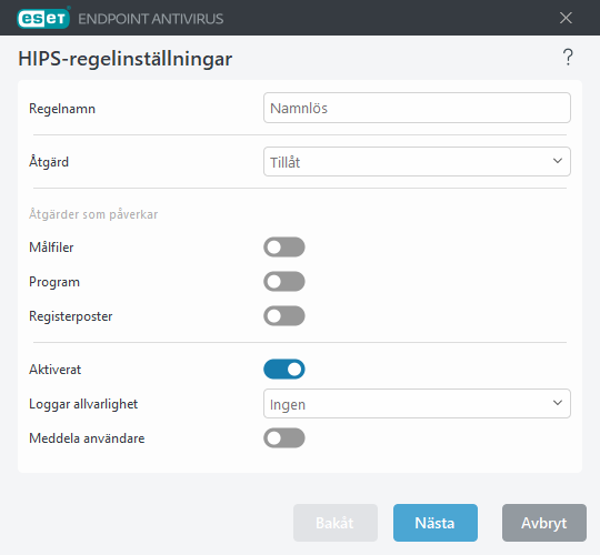 HIPS-regelinställningar