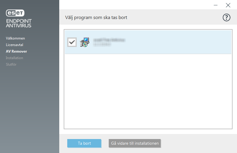 Välj program som ska tas bort