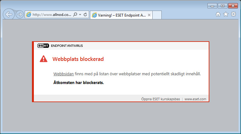 Webbplats blockerad
