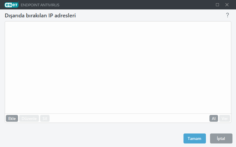 Dışarıda bırakılan IP adresleri