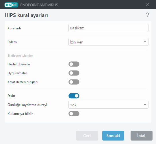 HIPS kural ayarları