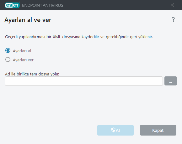 Ayarları al ve ver