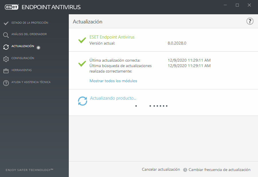 como actualizar eset endpoint security