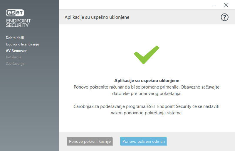 Ponovo pokrenite i nastavite sa instaliranjem Ponovo pokrenite i nastavite sa instaliranjem