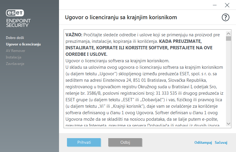 Ugovor o licenciranju sa krajnjim korisnikom Ugovor o licenciranju sa krajnjim korisnikom