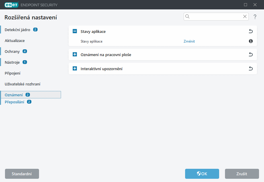 Rozšířená nastavení oznámení