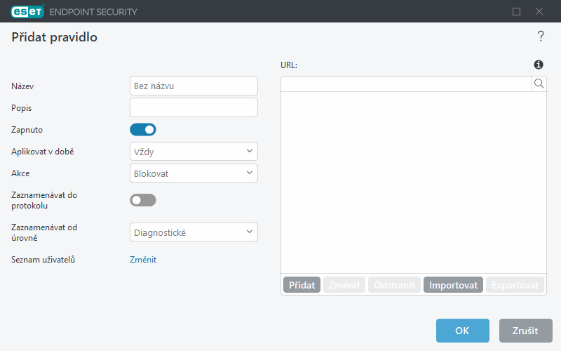 Editor skupiny URL