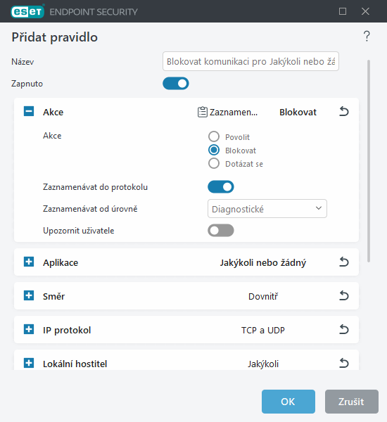 Přidání a úprava pravidel firewallu