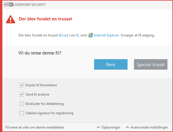 Advarselsvindue – Trussel fundet