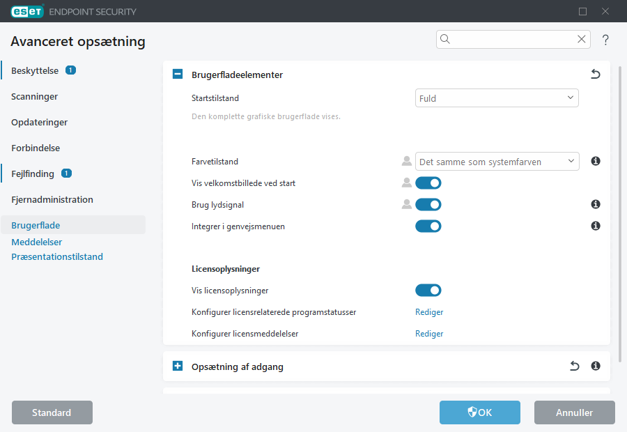 Avanceret opsætning af elementer i brugerfladen