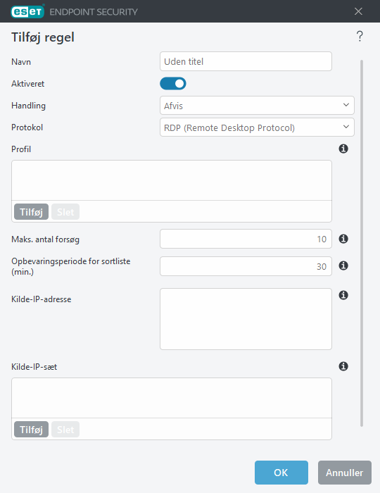 Tilføj regel for beskyttelse mod brute force-angreb