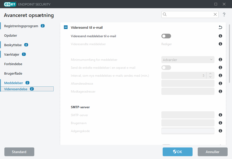Avanceret opsætning af videresendelse