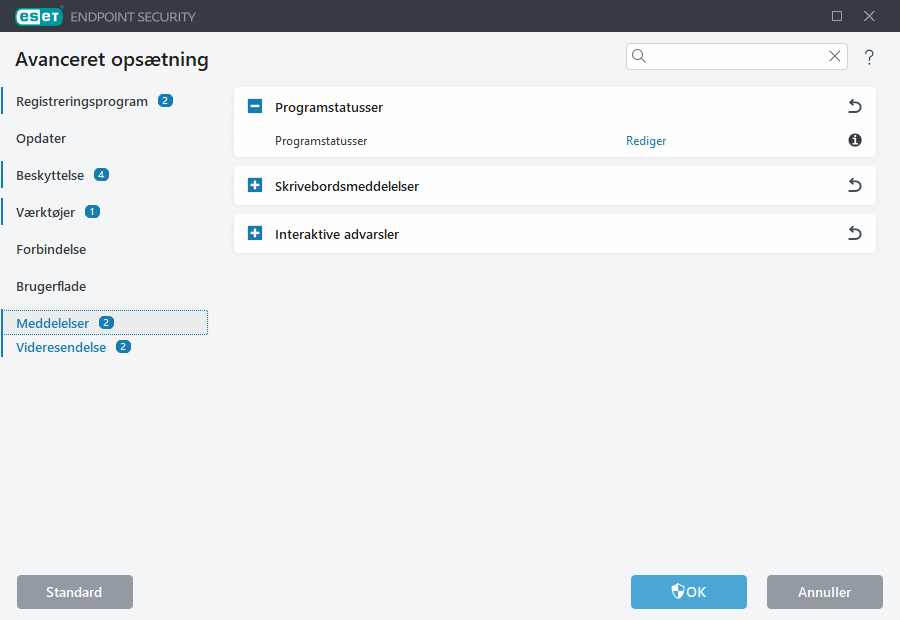 Avanceret opsætning af meddelelser